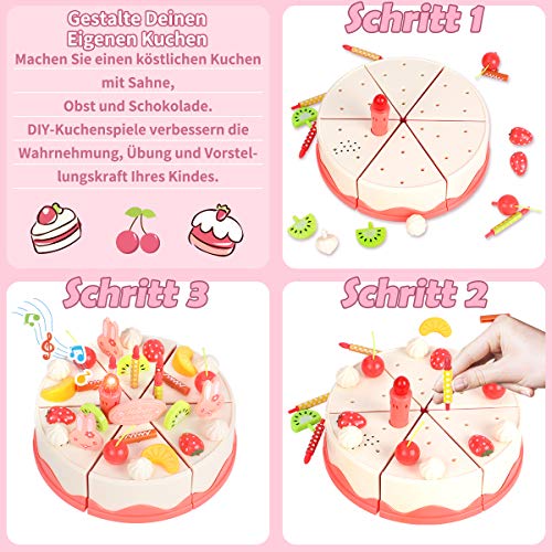 REMOKING Kinderküche Zubehör Lebensmittel Spielzeug Kinder, Küchenspielzeug Kinder Rollenspiel, DIY 82 PCS Kuchen Spielzeug Set, Spielzeug Geschenk für Kinder Jungen Mädchen ab 3 Jahre - 2