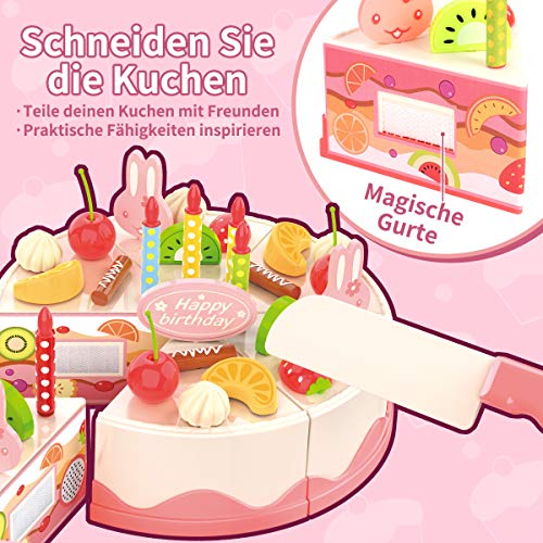REMOKING Kinderküche Zubehör Lebensmittel Spielzeug Kinder, Küchenspielzeug Kinder Rollenspiel, DIY 82 PCS Kuchen Spielzeug Set, Spielzeug Geschenk für Kinder Jungen Mädchen ab 3 Jahre - 3