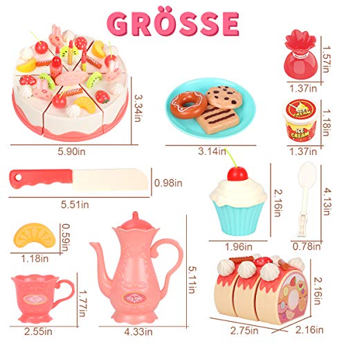 REMOKING Kinderküche Zubehör Lebensmittel Spielzeug Kinder, Küchenspielzeug Kinder Rollenspiel, DIY 82 PCS Kuchen Spielzeug Set, Spielzeug Geschenk für Kinder Jungen Mädchen ab 3 Jahre - 6