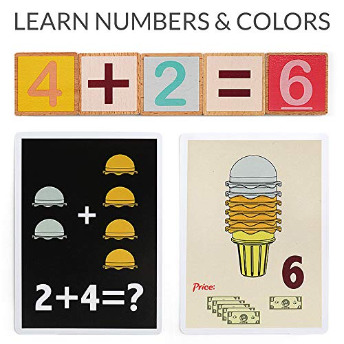 TOP BRIGHT Eisverkauf Spiele-Set - Mathe- und Logik-Spiel - Eisportionier-Spielset für Kleinkinder - Pädagogisches Rollenspiel für kleine Kinder - Eistüte mit Mathe-Karten - Kognitive Entwicklung - 3