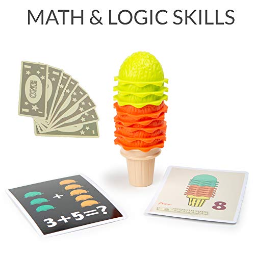 TOP BRIGHT Eisverkauf Spiele-Set - Mathe- und Logik-Spiel - Eisportionier-Spielset für Kleinkinder - Pädagogisches Rollenspiel für kleine Kinder - Eistüte mit Mathe-Karten - Kognitive Entwicklung - 4