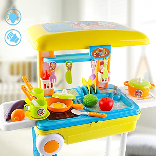 Küchenset Koffer – deAO SC-KB 2-in-1 Tragbares ‚My Little Chef‘ Küchenset Koffer mit Sound, Licht und Zubehör - 2