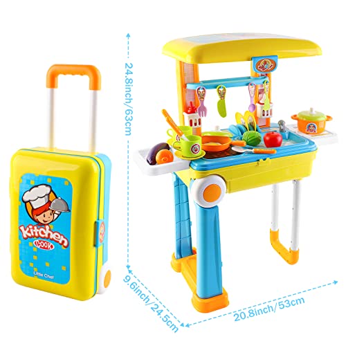 Küchenset Koffer – deAO SC-KB 2-in-1 Tragbares ‚My Little Chef‘ Küchenset Koffer mit Sound, Licht und Zubehör - 3
