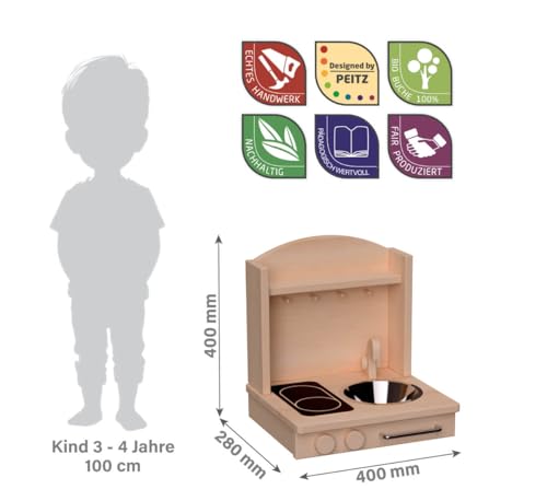 Kinderherd Zwerg 2012G Massivholz – Kinder-Tischküche – Spielständer-Küche - 4