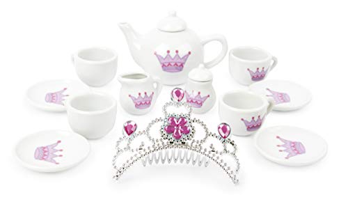 Small Foot 11273 Porzellan-Teeservice Krone im Prinzessin-Design, 14-TLG. Set mit Glitzerkrone, Rollenspielzeug Spielzeug, Mehrfarbig, Stück (1er Pack) - 2