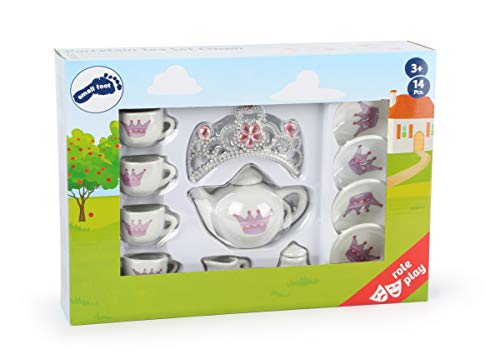 Small Foot 11273 Porzellan-Teeservice Krone im Prinzessin-Design, 14-TLG. Set mit Glitzerkrone, Rollenspielzeug Spielzeug, Mehrfarbig, Stück (1er Pack) - 3