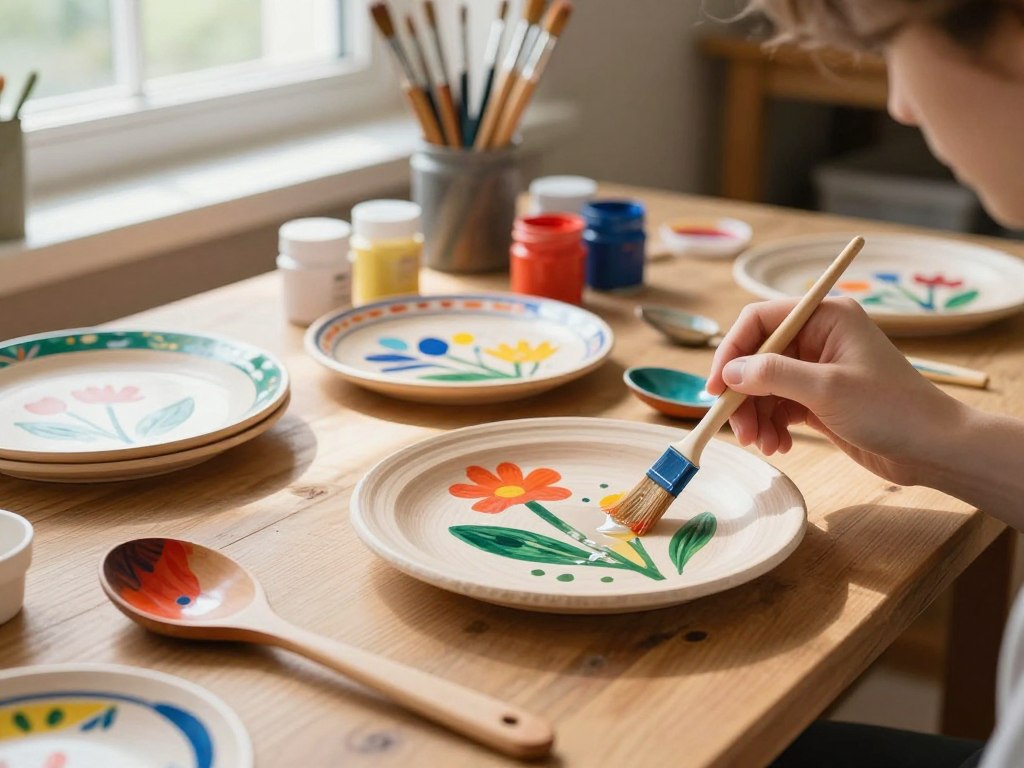 Holzgeschirr dekorieren mit Versiegelung schützen Holzgeschirr dekorieren mit Versiegelung schützen
