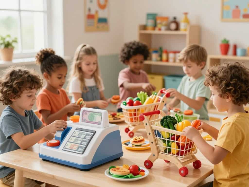Kassenspiel mit Spielgeld für Kinder Kassenspiel mit Spielgeld für Kinder