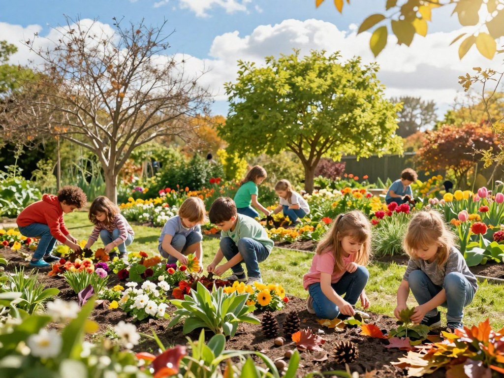 Naturmaterialien Kinder sammeln in verschiedenen Jahreszeiten Naturmaterialien Kinder sammeln in verschiedenen Jahreszeiten