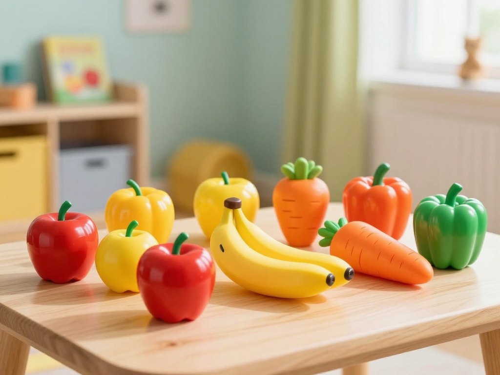 Spielzeug Obst und Gemüse zur Farberkennung Spielzeug Obst und Gemüse zur Farberkennung