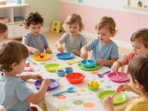 Mehr über den Artikel erfahren Tisch decken spielen mit Spielgeschirr – ein Spielnachmittag mit Kinder